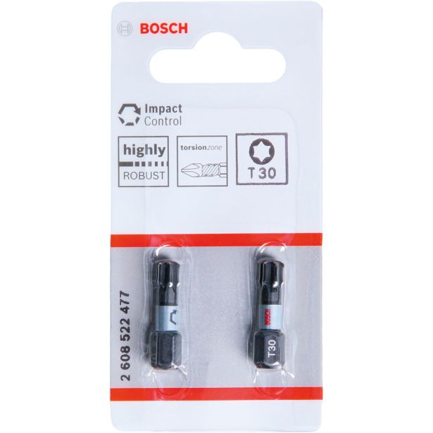 TORX NASTAVEK C6,3 BOSCH T30 25 MM 2 KOS IMPACT CONTROL