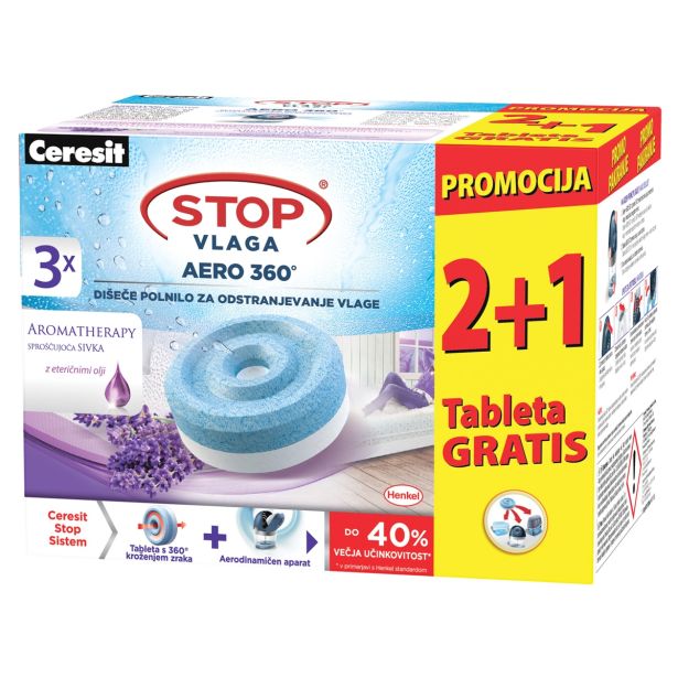 CERESIT STOP VLAGI -  AERO 360° SIVKA 3X450 G  2 + 1 GRATIS