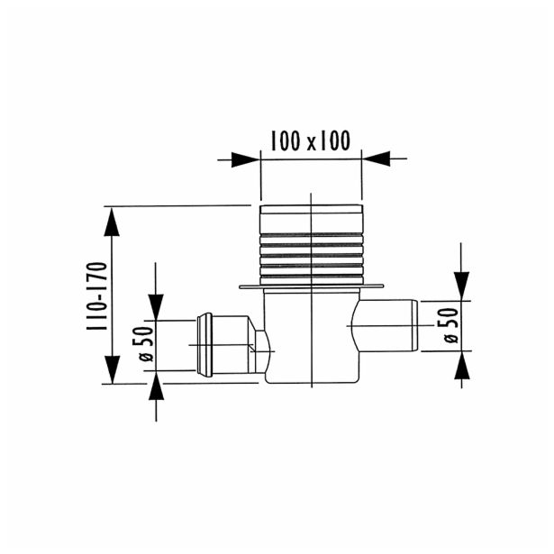 TALNI PVC SIFON LIV FI 50 2/2 HORIZONTALNI S PLOŠČO 100/100