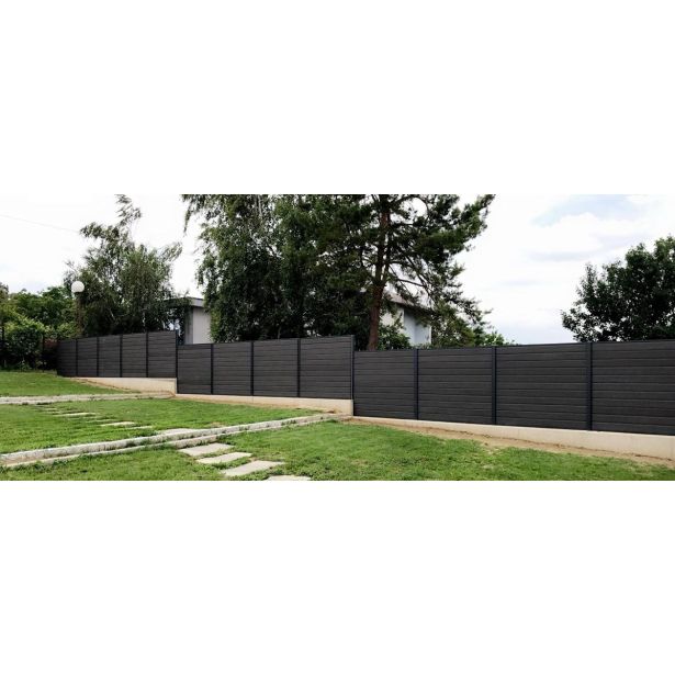 SET WPC SISTEM OGRAJA BAMBUSWPC TEMNO SIVA 180X180 CM 1 STEBRIČEK + 13 DESK