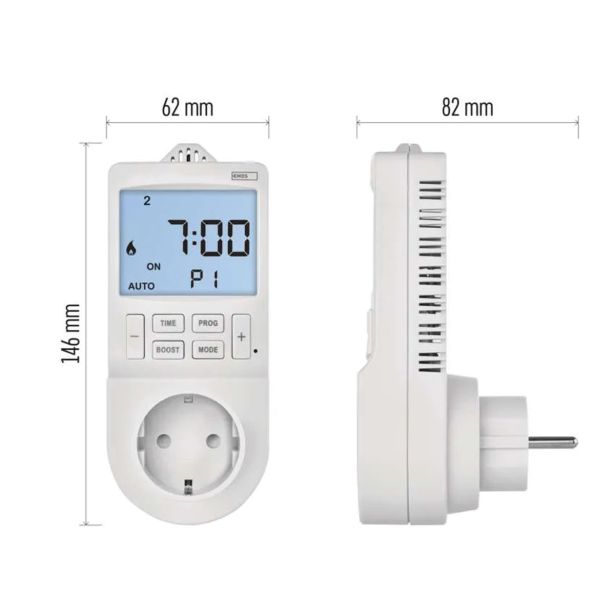 TERMOSTAT EMOS ZA VTIČNICO 2V1 SCHUKO + DIGITALNI ČASOVNIK