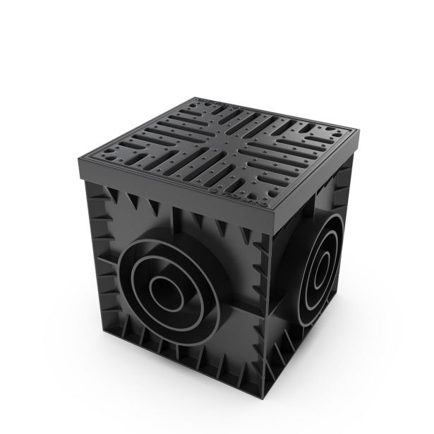 TOČ.POŽIRALNIK 2PR-BASE 300X300X300MM, Z LTŽ POV.REŠ. B125KN, Z VEDROM ZA ČIŠČENJEIN PROTI SMRADNIM SIFONOM
