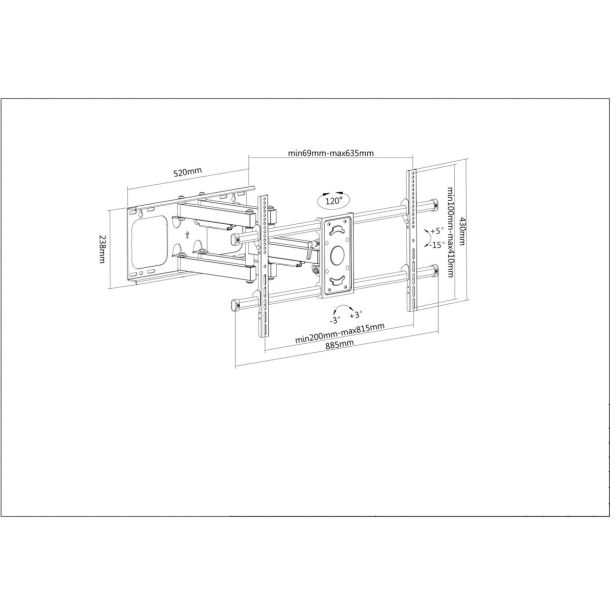 TV NOSILEC MANHATTAN STENSKA ROKA 94-228CM 75KG