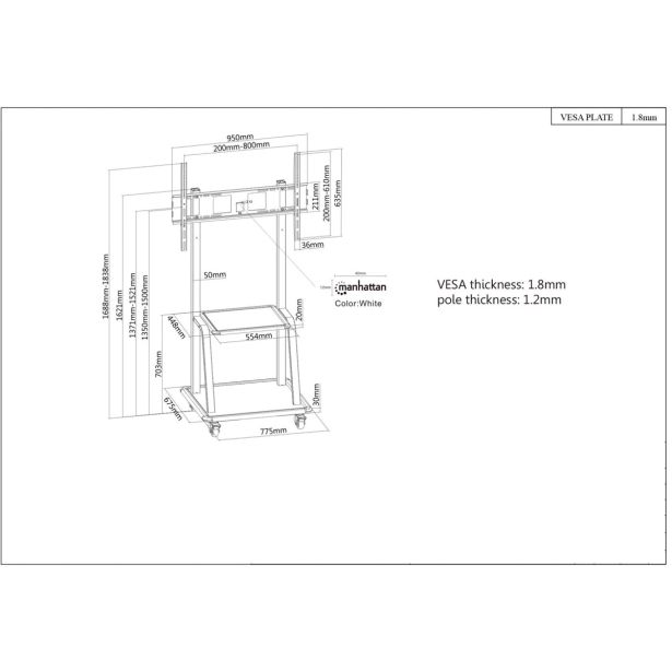 TV NOSILEC / VOZIČEK MANHATTAN 94-254 CM 150 KG