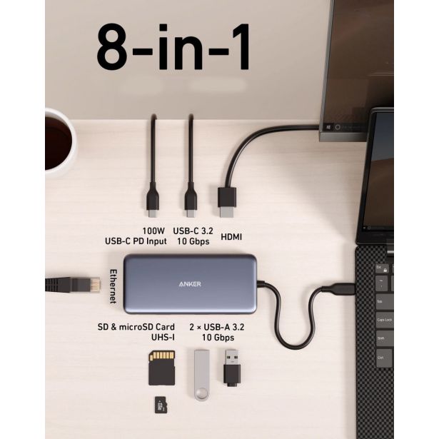USB RAZDELILEC (HUB) ANKER 8IN1 USB-C PD HUB