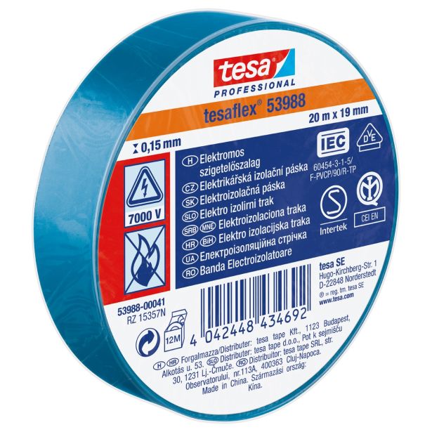 VEČNAMENSKI LEPILNI TRAK TESA ELEKTRO IZOLIRNI TRAK MODER 20MX19MM
