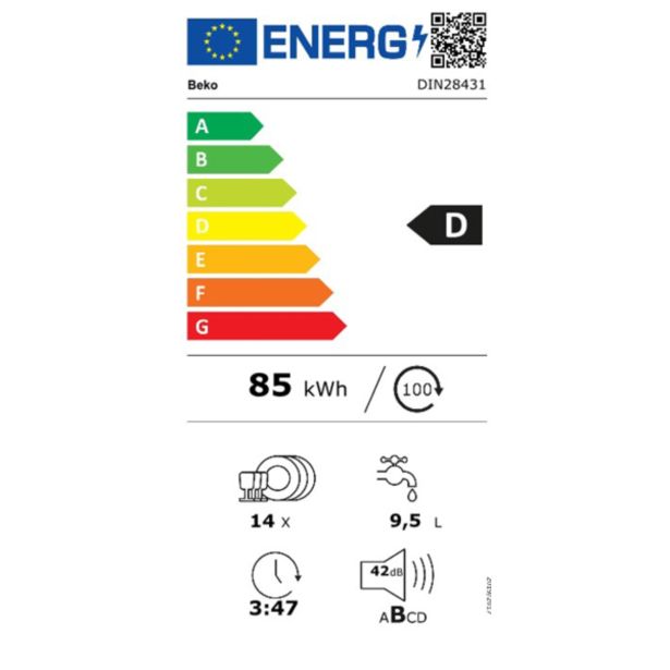 VGRADNI POMIVALNI STROJ BEKO DIN28431