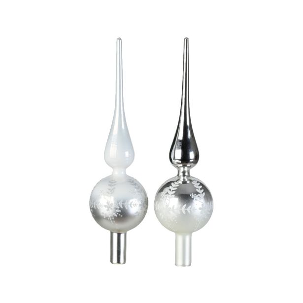 VRH ZA JELKO DECORIS ŠPICA BELA/SREBRNA 31 CM SORTIRANO