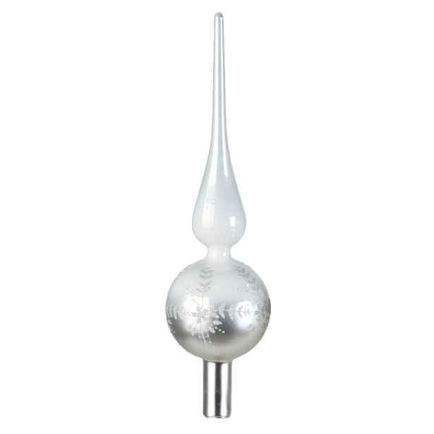 VRH ZA JELKO DECORIS ŠPICA BELA/SREBRNA 31 CM SORTIRANO