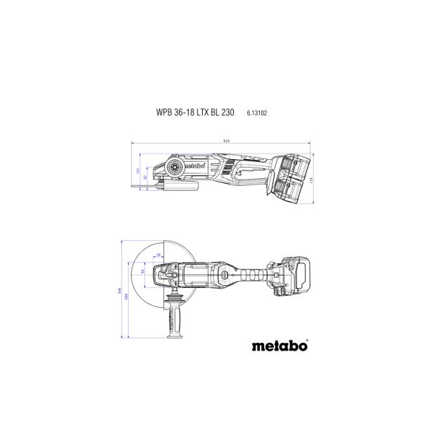 AKUMULAT. KOTNI BRUSILNIK METABO WPB 36-18 LTX BL 24-230 QUICK