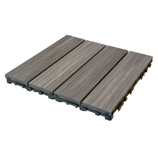 WPC DESKA ZA TERASO BAMBUSWPC KLIK PLOŠČA 3D SV. SIVA 300X300X25 MM