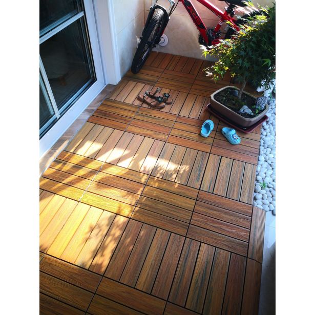 WPC DESKA ZA TERASO BAMBUSWPC KLIK PLOŠČA 3D TEAK 300X300X25 MM