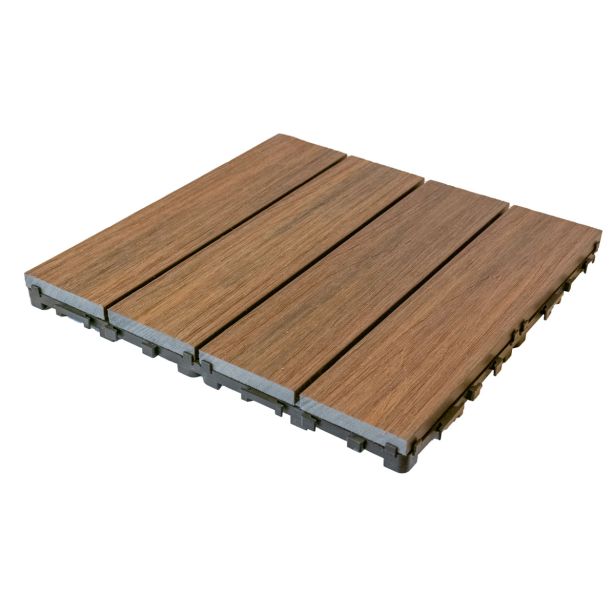 WPC DESKA ZA TERASO BAMBUSWPC KLIK PLOŠČA 3D TEMNO RJAVA 300X300X25 MM