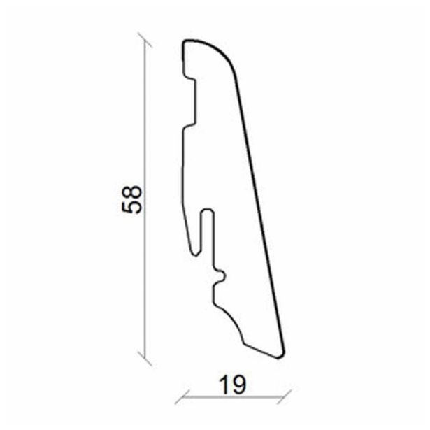 ZAKLJUČNA TALNA LETEV FN BELA 19X58X2400 MM MDF