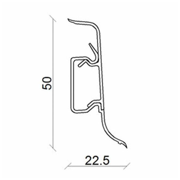 ZAKLJUČNA TALNA LETEV FN HRAST BELJEN 22.5X50X2500 MM PVC