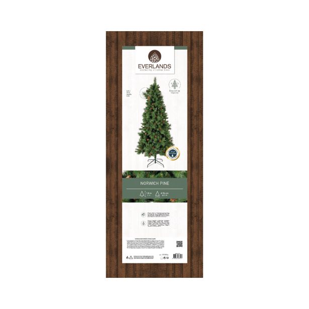 ZELENA NOVOLETNA JELKA NORWICH PINE IZ UMETNE MASE, VIŠINE 180 CM