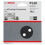 SAMOPRITRILNI BRUSNI DISK BOSCH 5- DELNI SET F355 ČRN 125MM 8 LUKENJ P120