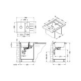 ALGRANIT POMIVALNO KORITO ALVEUS CUBO 40, CARBON-A91 780X500 MM