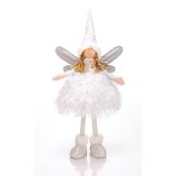 PRAZNIČNA FIGURA GLOSSTYLE ANGEL 45 CM STOJEČI SORT ROZA/BELA