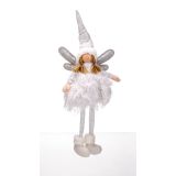 PRAZNIČNA FIGURA GLOSSTYLE ANGEL 50 CM SEDEČI SORT ROZA/BELA