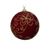BUNKA IZ UMETNE MASE DECORIS 10 CM, TEMNO RDEČA, ŽAMET VZOREC