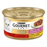 GOURMET GOLD KOŠČKI GOVEDINA & PIŠČ 85G