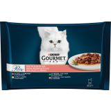 GOURMET PERLE GOV,PIŠČ,ZAJEC,LOSOS 4X85G