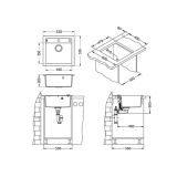 GRANITAL POMIVALNO KORITO ALVEUS FORMIC 20, G04M STEEL 520X510 MM