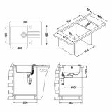 GRANITAL POMIVALNO KORITO KOVINOPLASTIKA LOŽ ROCK 130, G11 ARCTIC 780X480 MM