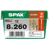 VIJAK ZA LESENE KONSTRUK. SPAX HI.FORCE WIROX 8X260 ZAV=12KOS
