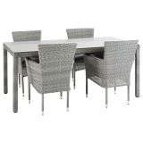 JEDILNA MIZA DAVOS FIX PROTJE-ALU-STEKLO SIVA 90X180X74