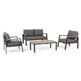 KOVINSKA VRTNA GARNITURA BIZZOTTO BELMAR NAT/CHARC YK13 SOFA SET4 W-CUSH