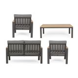 KOVINSKA VRTNA GARNITURA BIZZOTTO BELMAR NAT/CHARC YK13 SOFA SET4 W-CUSH