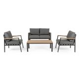 KOVINSKA VRTNA GARNITURA BIZZOTTO BELMAR NAT/CHARC YK13 SOFA SET4 W-CUSH