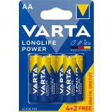 ALKALNI BATERIJSKI VLOŽEK VARTA LR06 AA LONGLIFE POWER 4+2 GRATIS