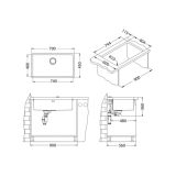 NERJAVNO POMIVALNO KORITO ALVEUS MONARCH QUADRIX 60 GOLD 790X450MM