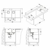 NERJAVNO POMIVALNO KORITO ALVEUS STYLUX 60, LEVI, SATIN 860X510 MM