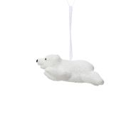 OKRASEK ZA JELKO DECORIS SEVERNI MEDVEDEK, 6 CM BEL, SORTIRANO