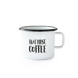 POSODA ZA TOPLE NAPITKE CUCKOO CUPS EMAJLIRAN LONČEK 8 CM 0.37 LIT BUT FIRST COFFEE