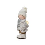 PRAZNIČNA FIGURA DECORIS DEČEK Z LUČKO, 46 CM, BEL/SIV