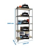 REGAL SIMONRACK 200X120X40 CM 5P/200KG ANTRACIT MADERCLICK MEGA