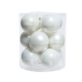 STEKLENA BUNKA DECORIS BELA SIJOČE/MAT 12/1 FI 8 CM