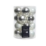 STEKLENA BUNKA DECORIS BELA/SREBRNA MAT/SIJOČE 20/1 FI 6 CM