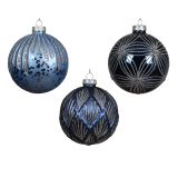 STEKLENA BUNKA DECORIS FI 10 CM, TEM.MOD./SREBR. VZOREC, SORTIRANO