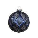 STEKLENA BUNKA DECORIS FI 10 CM, TEM.MOD./SREBR. VZOREC, SORTIRANO