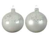 STEKLENA BUNKA DECORIS HLADNO BELA S POSIPOM SIJOČA/MAT FI 8 CM SORT