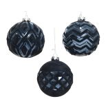 STEKLENA BUNKA DECORIS MODRE BARVE Z DEKORJEM FI 10 CM SORT
