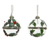 STEKLENA BUNKA DECORIS PROZORNA Z BOŽIČNO VEJICO FI 6 CM SORT