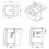 STEKLENO POMIVALNO KORITO ALVEUS WAVE 10, ČRNA 620X500 MM