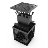 TOČ.POŽIRALNIK 2PR-BASE 300X300X300MM, Z LTŽ POV.REŠ. B125KN, Z VEDROM ZA ČIŠČENJEIN PROTI SMRADNIM SIFONOM